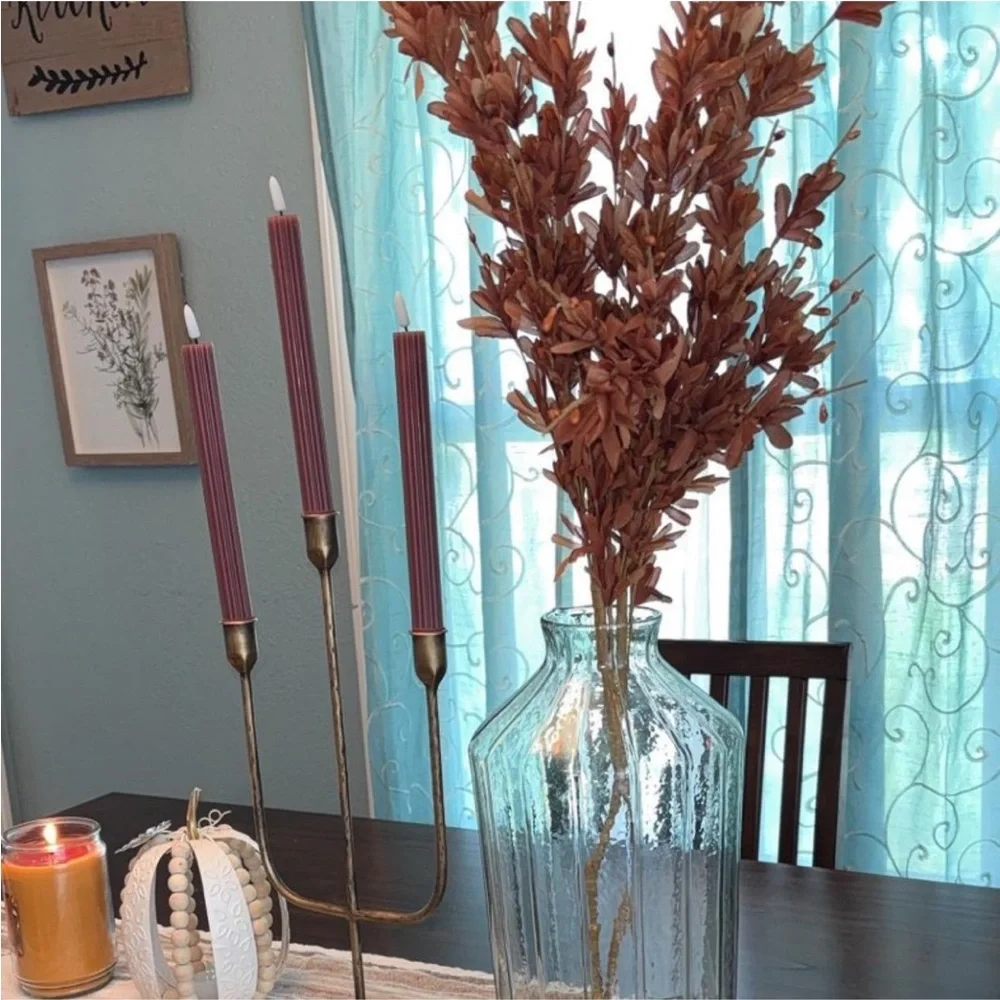 6pk Ribbed Flameless LED Taper Candles Honey - Hearth & Hand™ with Magnolia